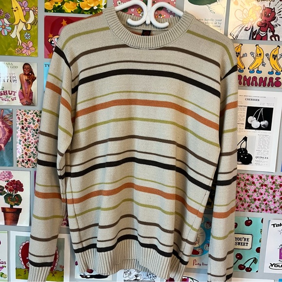 VERSACE VINTAGE Striped Designer Knit Sweater / Crew Neck - Picture 2 of 13